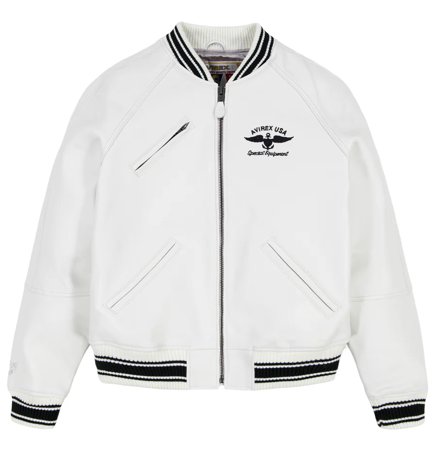 avirex white leather jacket