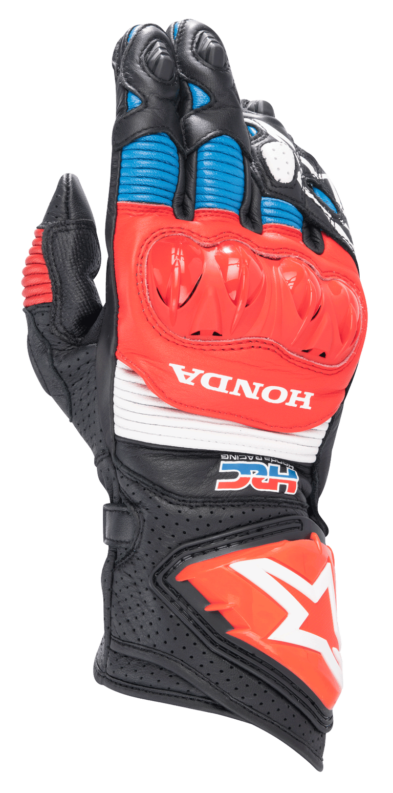 Honda GP Pro R3 Gloves |Black/Bright Red/Blue Premium Protection